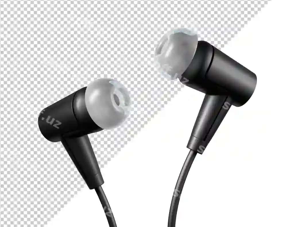 Qora tarmoqlanmagan quloqchinlar namunasi | Black wired headphones mockup
