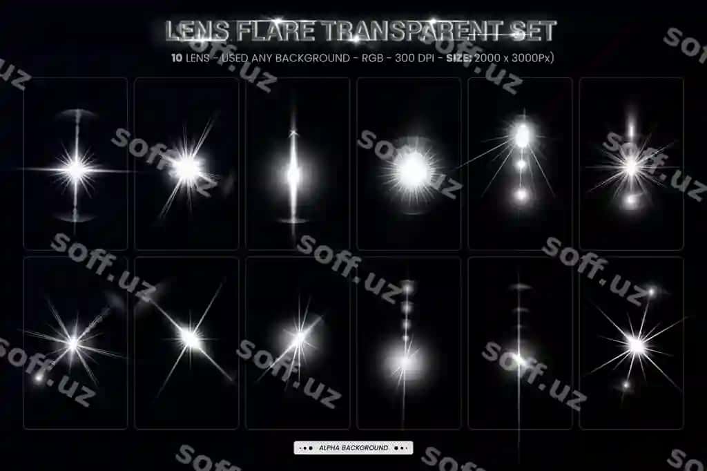 Oq linza flere to'plami yoritish linza flere qorong'i fonda | White lens flare collection lighting lens flare dark background