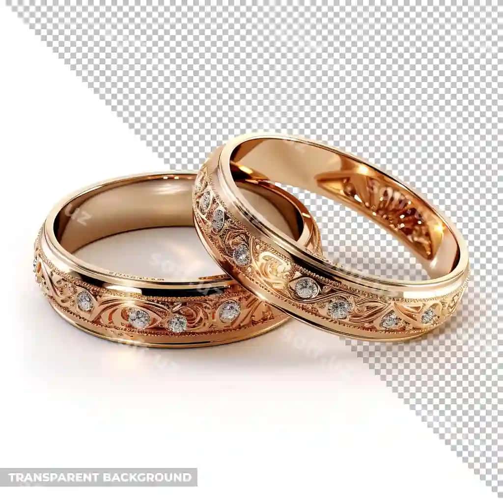 Psd fonsiz izolyatsiya qilingan ikkita nikoh uzugi | Psd two wedding rings isolated without background