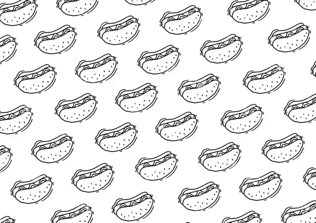 Xot-dogning choksiz naqshli multfilm vektor fonida muammosiz tez | Hot dog seamless pattern cartoon vector background seamless fast