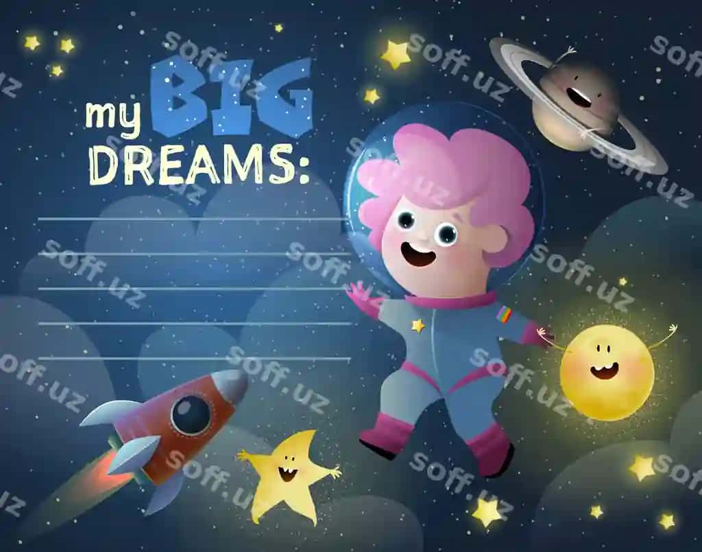 Qizaloq astronavt kosmik tilaklar ro'yxati shabloni | Baby girl astronaut space wish list template