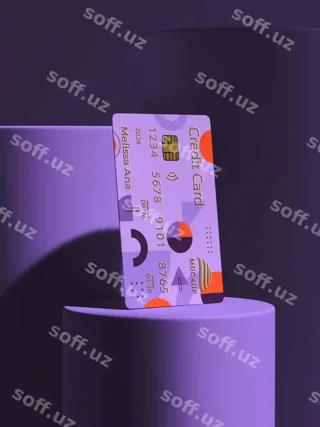 Suzy turgan kredit karta namuna dizayni | Levitating credit card mockup design