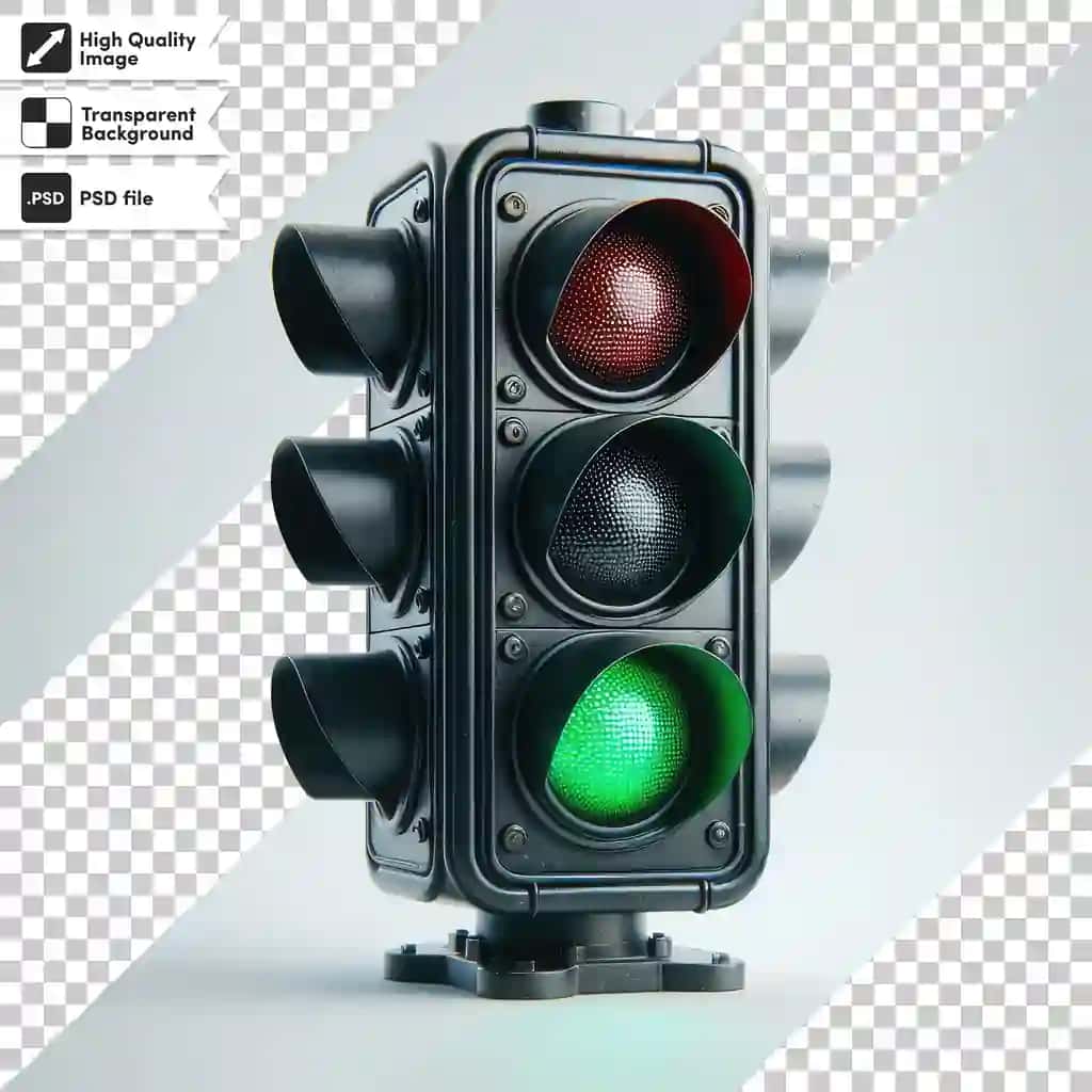 Tahrirlanadigan niqob qatlami bilan Psd svetoforning shaffof foni | Psd traffic light transparent background with editable mask layer