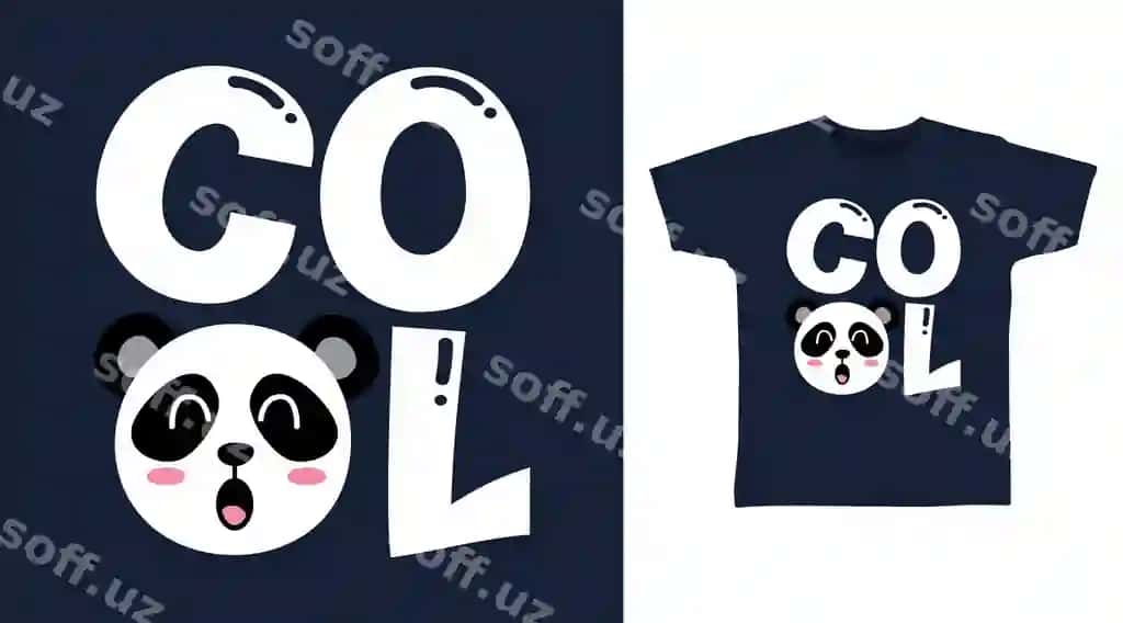 Jozibli panda tipografiya futbolka dizayn konseptsiyasi | Cool panda typography t shirt design concept