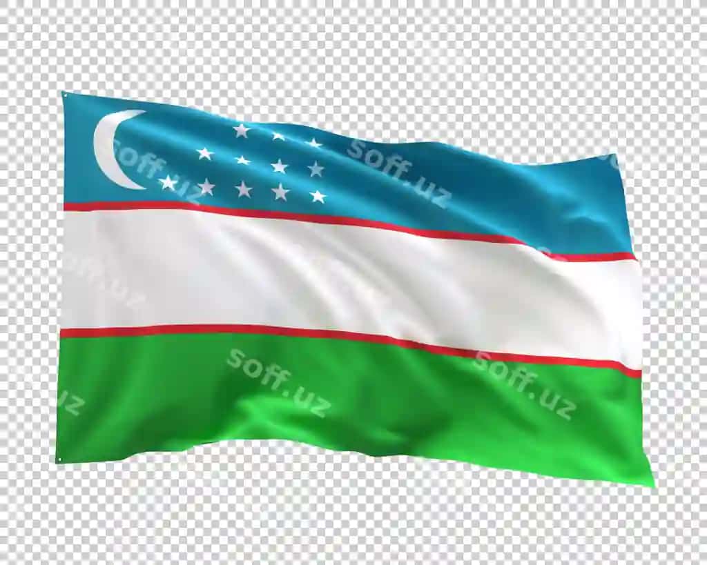 Shaffof fonda O‘zbekiston bayrog‘i hilpirayapti | Uzbekistan flag waving transparent background