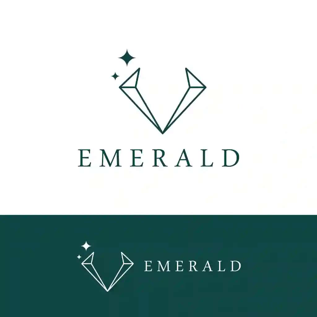 Hashamatli antiqa zumraddan yasalgan qimmatbaho tosh logo shabloni zamonaviy uslubdagi zargarlik buyumlari | Luxury antique emerald gemstone logo template trendy style jewelry