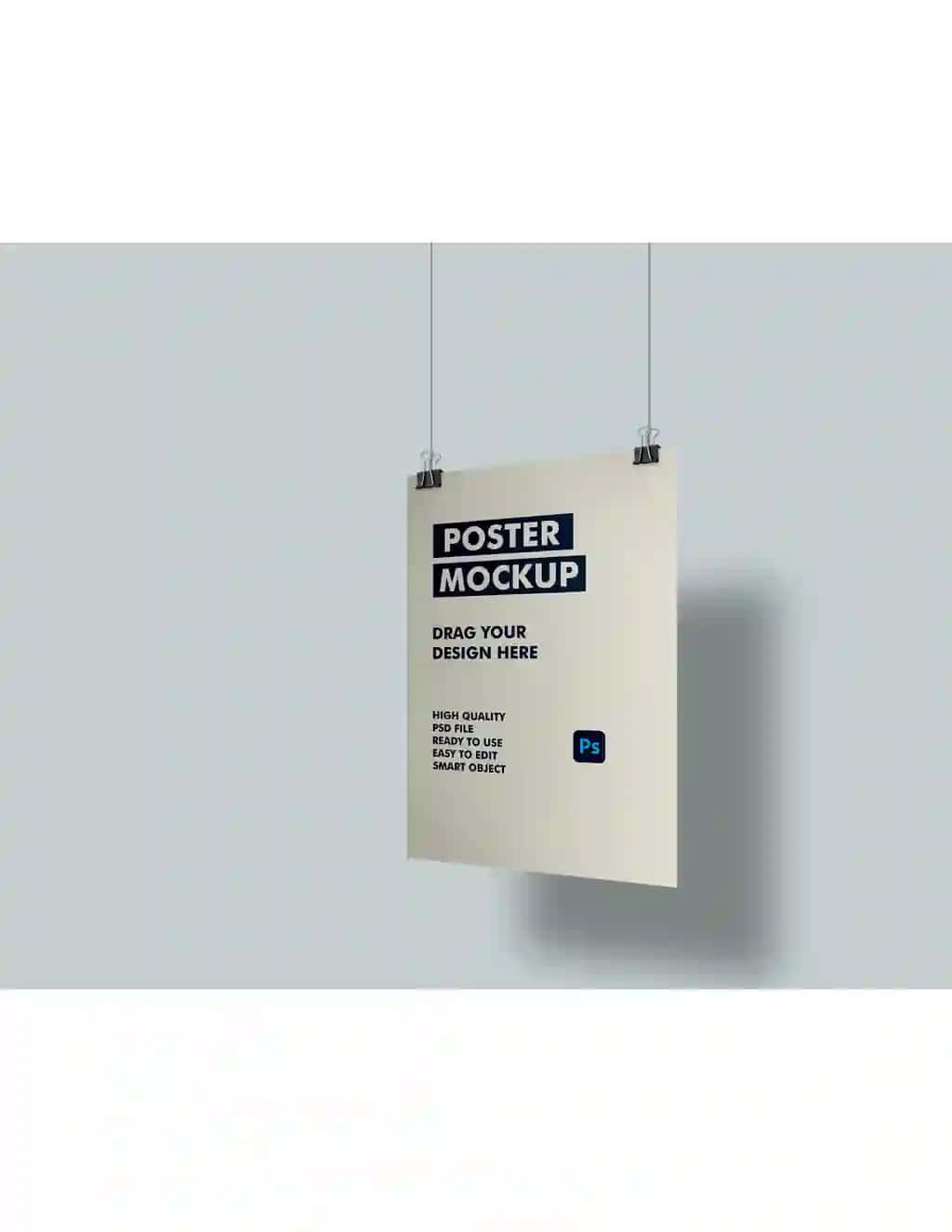 Ipga osilgan plakat maketi | Poster mockup hanging from string