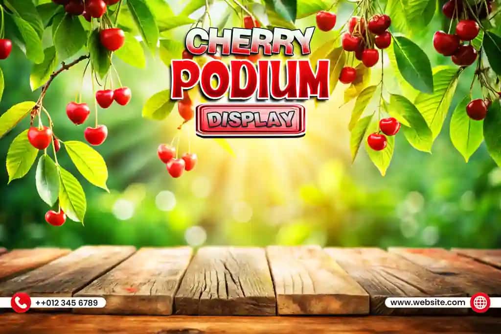 Cherry mahsulot podium displey fon dizayni | Cherry product podium display background design