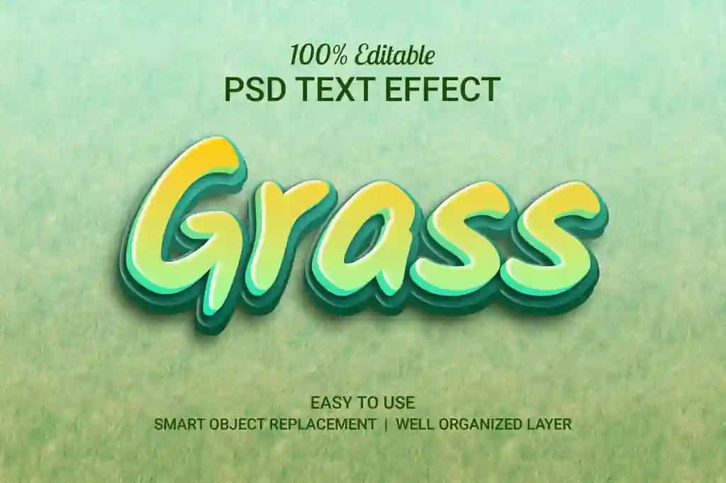 3D darajadagi effektli o't matn effekti | Grass text effect with 3d level effect