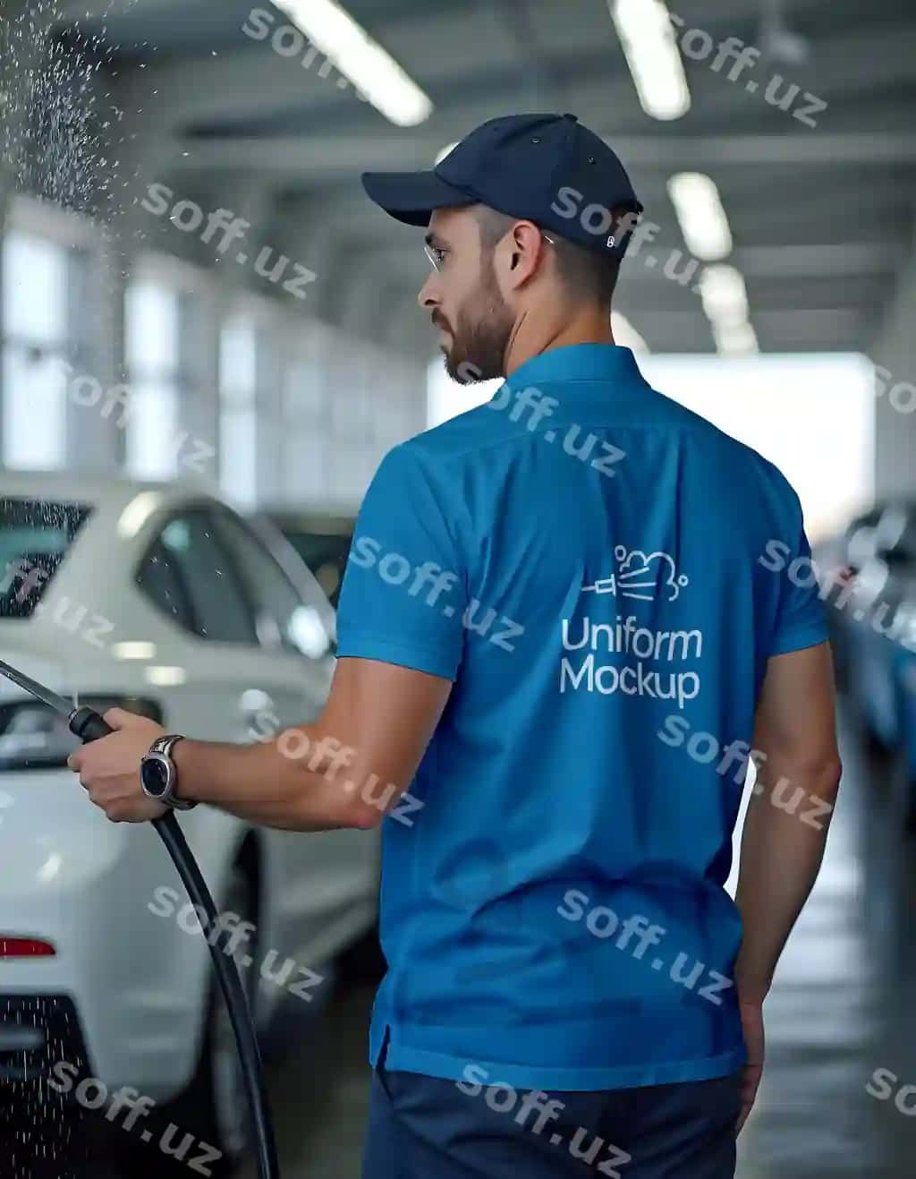 Brendlangan mashina yuvish mockupi | Branding car wash mockup