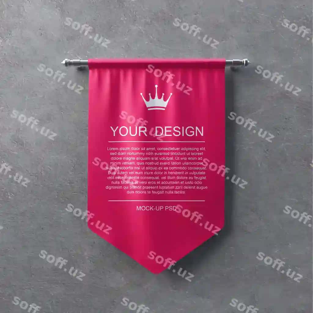 Mato bayner namunasi kulrang devor | Textile banner mockup grey wall