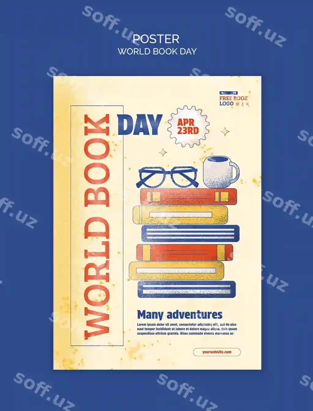 Butunjahon kitob kunini nishonlash uchun plakat shablonlari | World book day celebration poster template