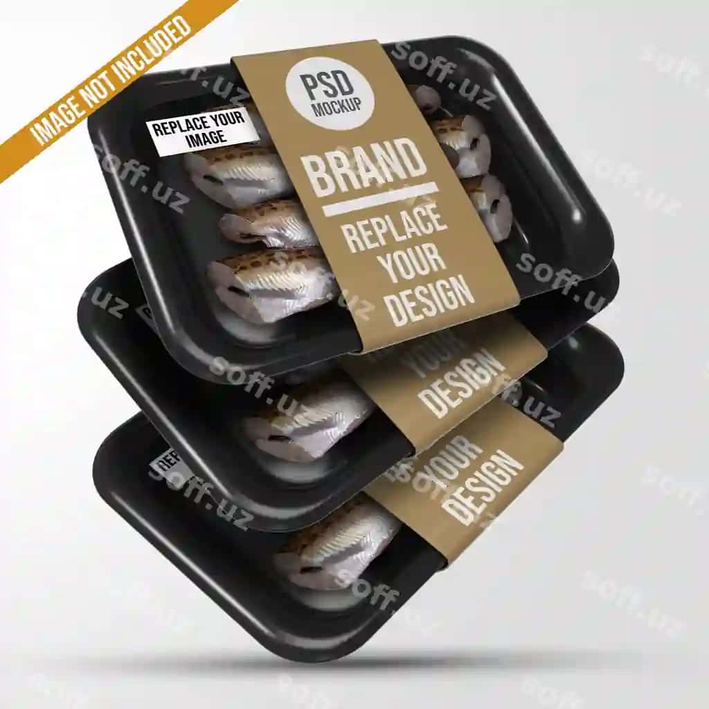 Plastik laganda vakuumli oziq-ovqat maketi dizayni | Plastic tray vacuum food mockup design