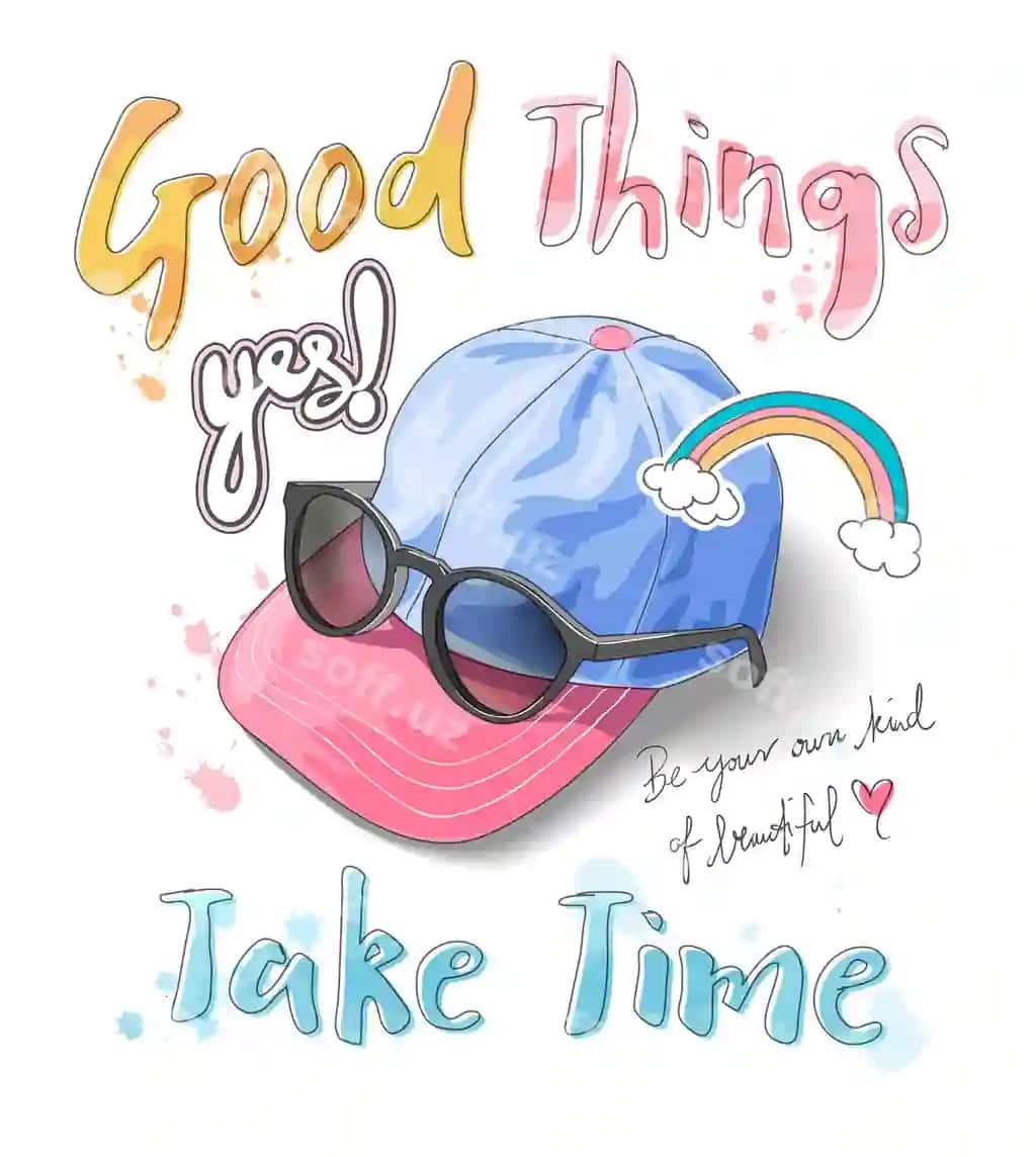 Slovan shapka ko'zlashiqli vektor illustratsiyasi | Slogan with cap sunglasses vector illustration