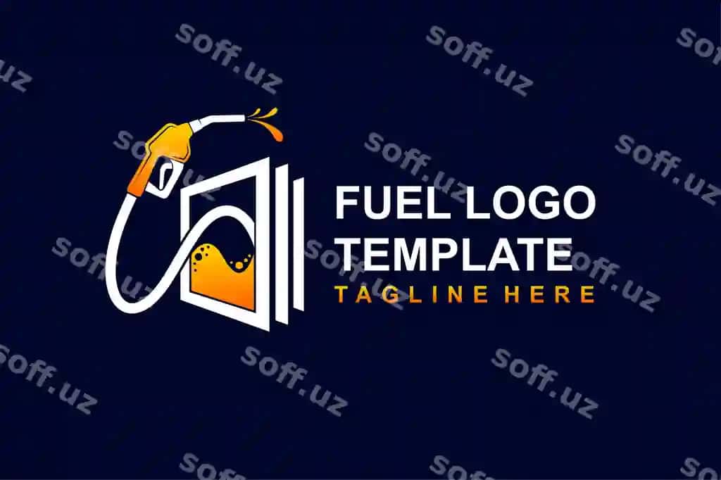 Yoqilg'i konsepsiyasi tushirilgan yoqilg'i quyish shoxobchasi logotipi | Gas station logo with fuel concept