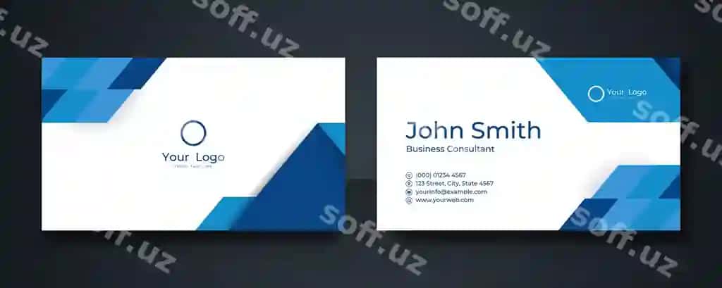 Zamonaviy stilli toza oddiy ko'k nafis biznes karta dizayni | Modern stylish clean simple blue elegant business card design