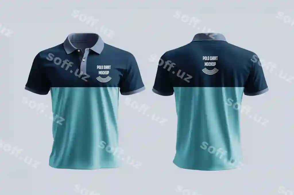 Polo ko'ylak maketi old orqa ko'rinishi | Polo shirt mockup front back view
