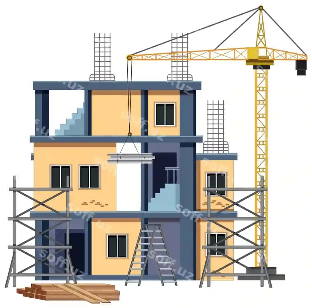 Qurilish maydonchasi oq fon | Building construction site white background