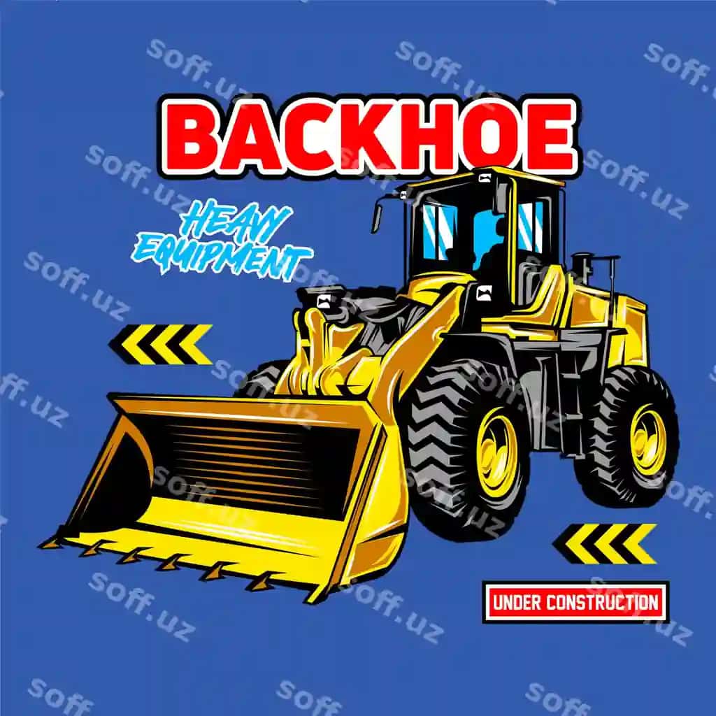 Orqaga qaragan kamerali orqa traktorli ko'k plakat | Blue poster with back tractor with back facing camera