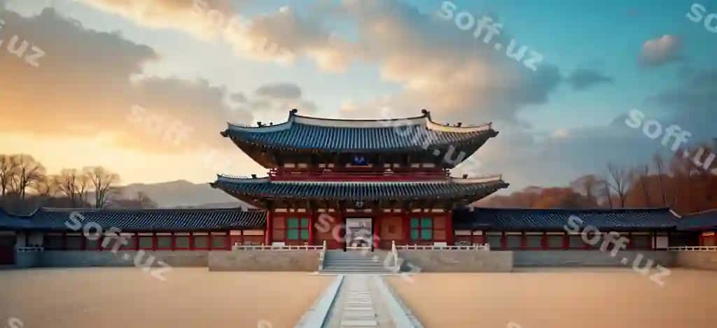 Ajoyib manzara, Kyonbokkun saroyi, Seul, Janubiy Koreya, an'anaviy koreys yog'och me'morchiligi | Stunning view gyeongbokgung palace seoul south korea traditional korean wooden architecture