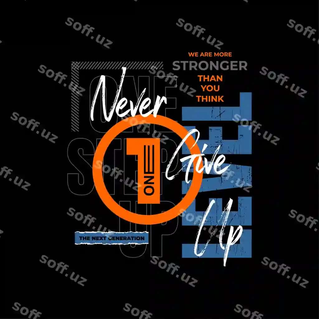 Beri undagi motivatsiyali koeffitsiyalari futbolka dizayni qisqichli vektor | Never give up motivational quotes t shirt design graphic vector