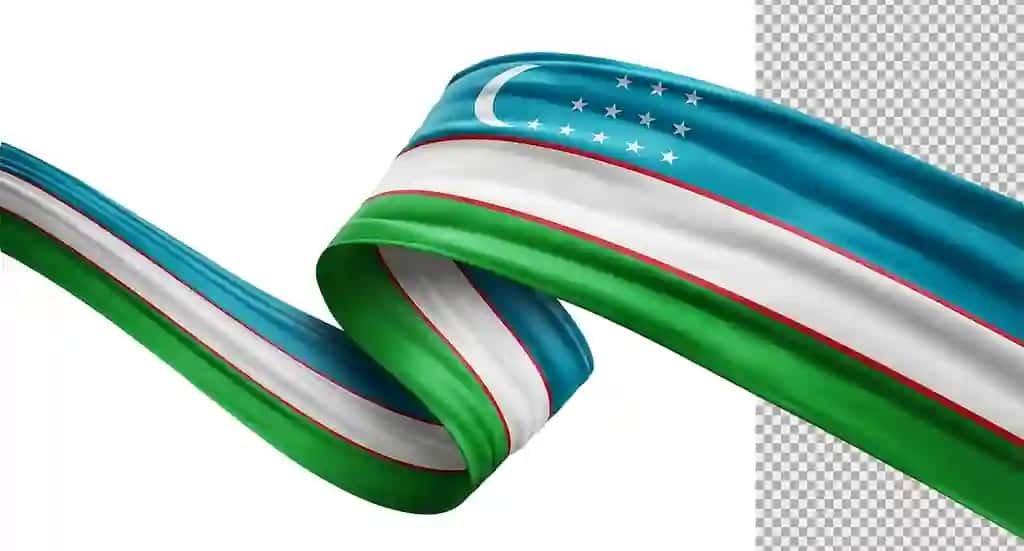 O'zbekiston bayrog'ini 3D ko'rsatuvchi shaffof fon | 3d rendering uzbekistan flag isolated transparent background