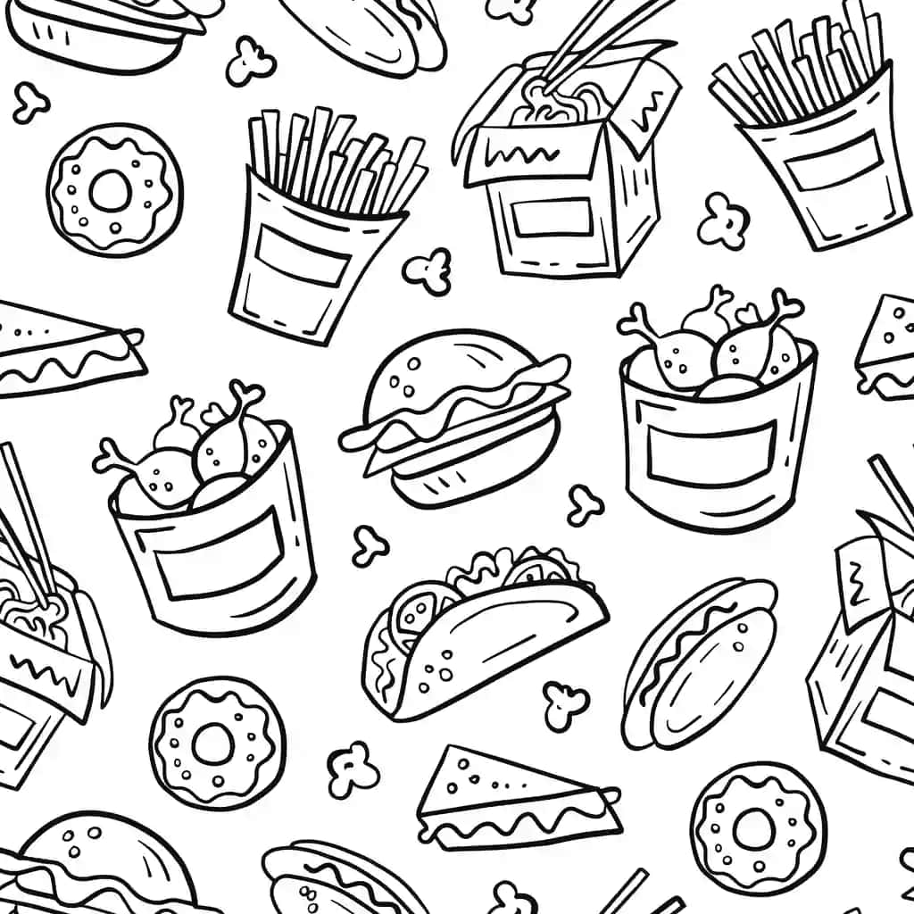 Fast tamaddi qilishga choksiz naqsh | Fast food seamless pattern