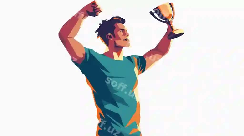 Yosh o‘g‘il bolasi champion bo‘lish treningi tekis vektor illustratsiyasi | Young boy training be champion flat vector illustration