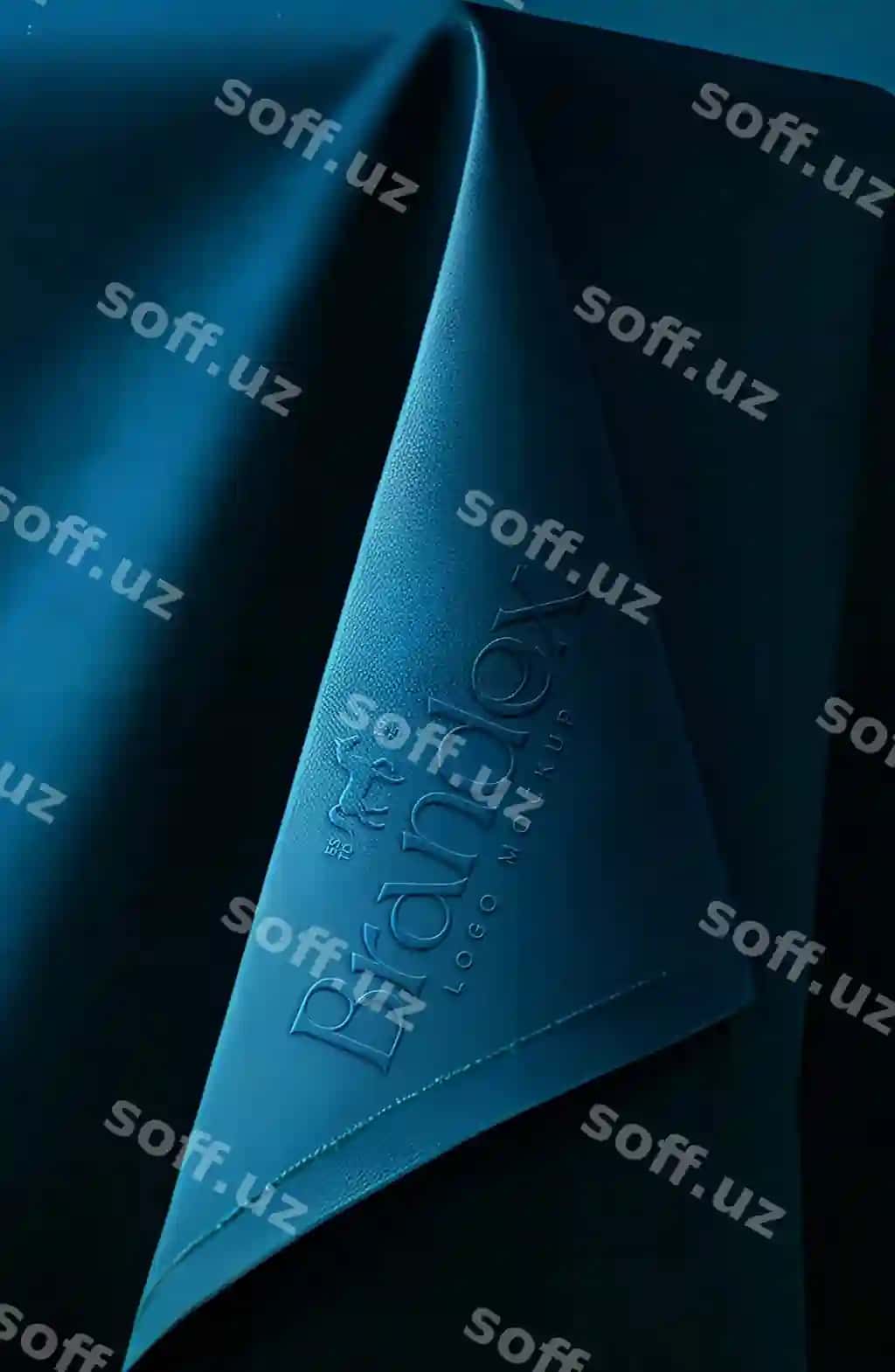 Elegant ko'k velyut logo mockup komplekti luks brend dizayn PSD | Elegant blue velvet logo mockup set luxury branding design psd