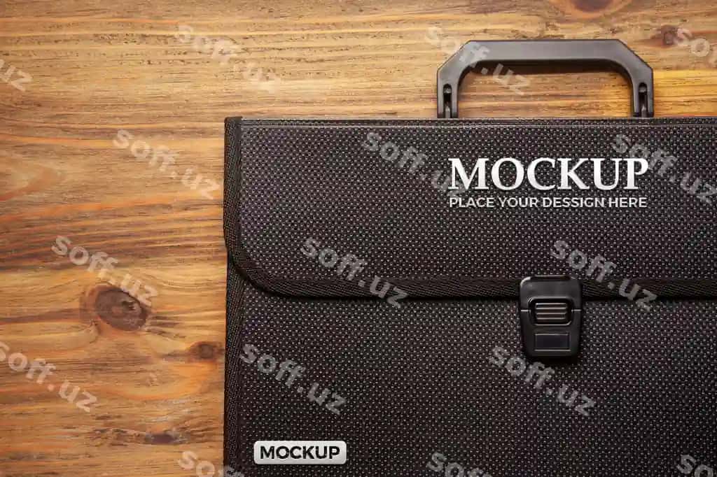 Kasbîy qora choy hujjatlar qutisi brend bilan | Professional black leather briefcase with branding