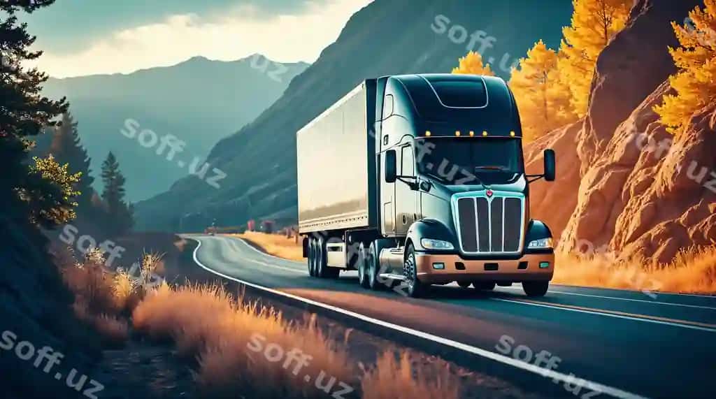 Go'zal tog'li yo'l bo'ylab harakatlanadigan yarim yuk mashinasi | Semi truck driving through scenic mountain road