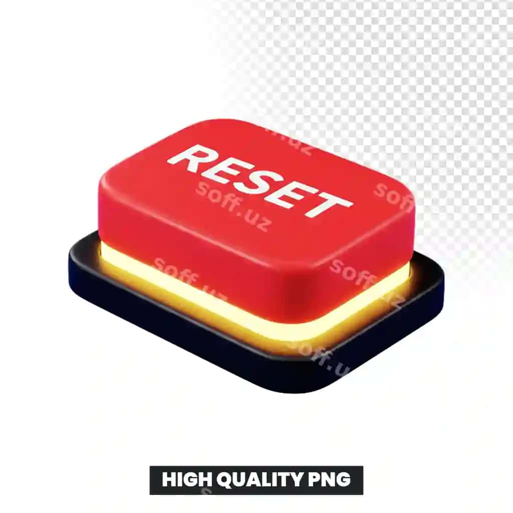 Yorqin effektli qizil 3D reset tugmasi | Red 3d reset button with glowing effect