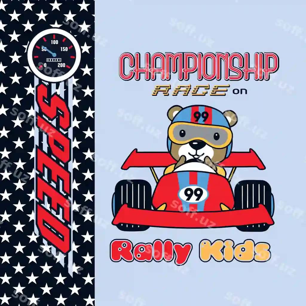 Mazali ayiq rally avtomobili vektor illustratsiyasi | Cute bear racing car vector illustration