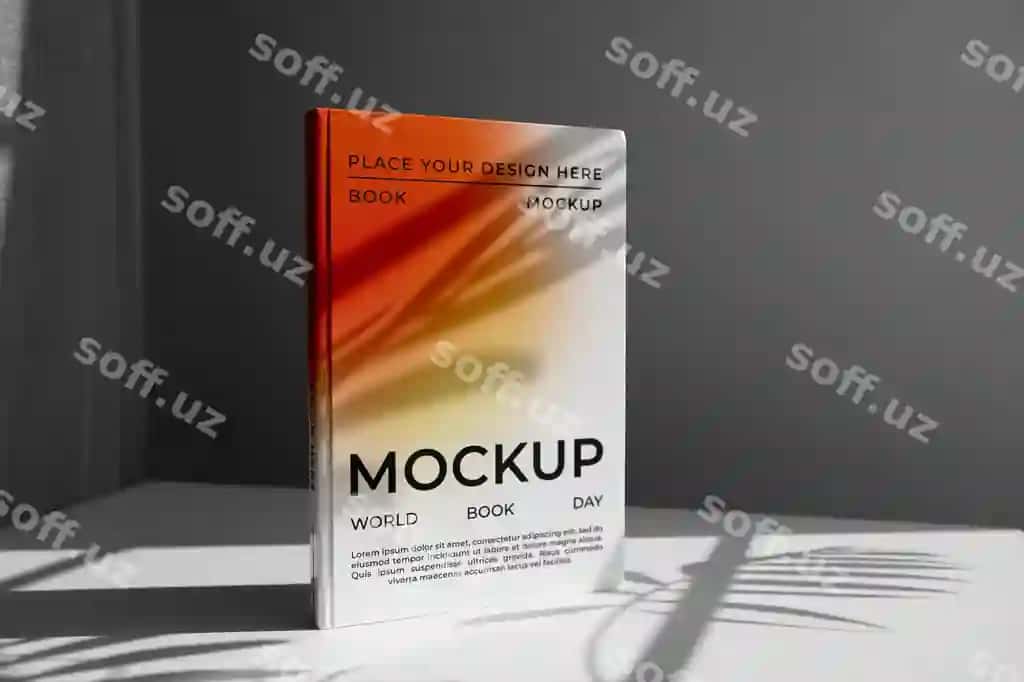 Kitob namunasi yorug'liklar va soyalar bilan | Book mockup with lights shadows
