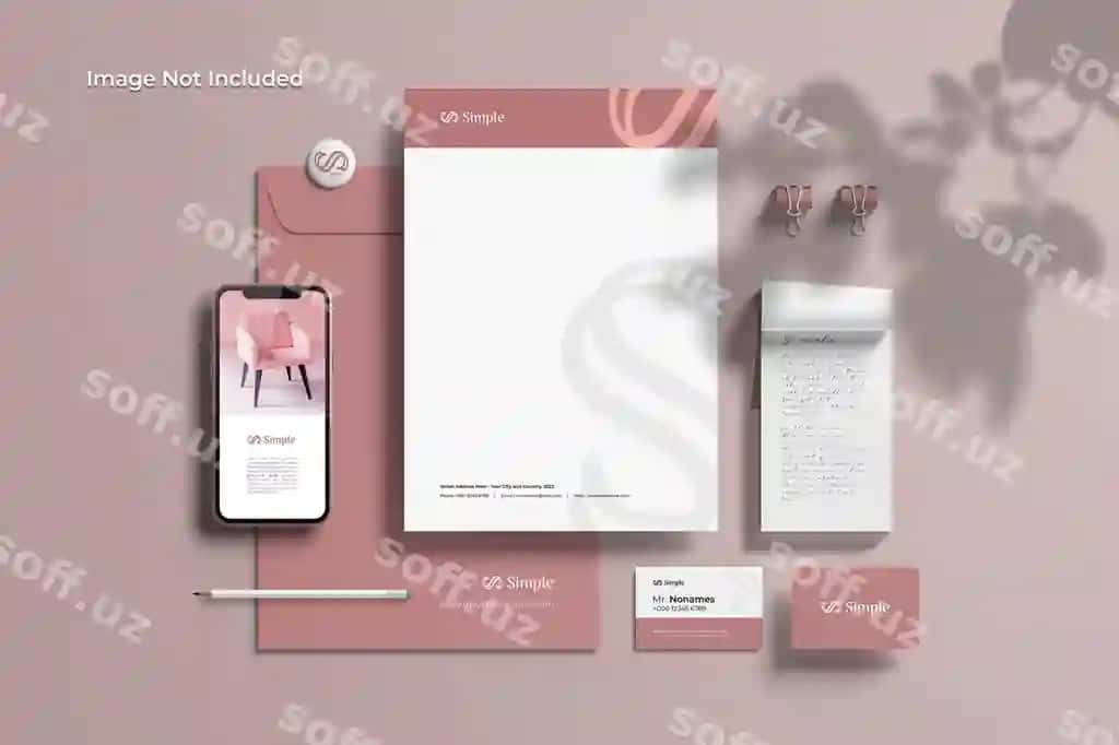 Qog'ozlar brend identifikatsiyasi namuna sahna yaratuvchi | Stationery branding identity mockup scene creator 2