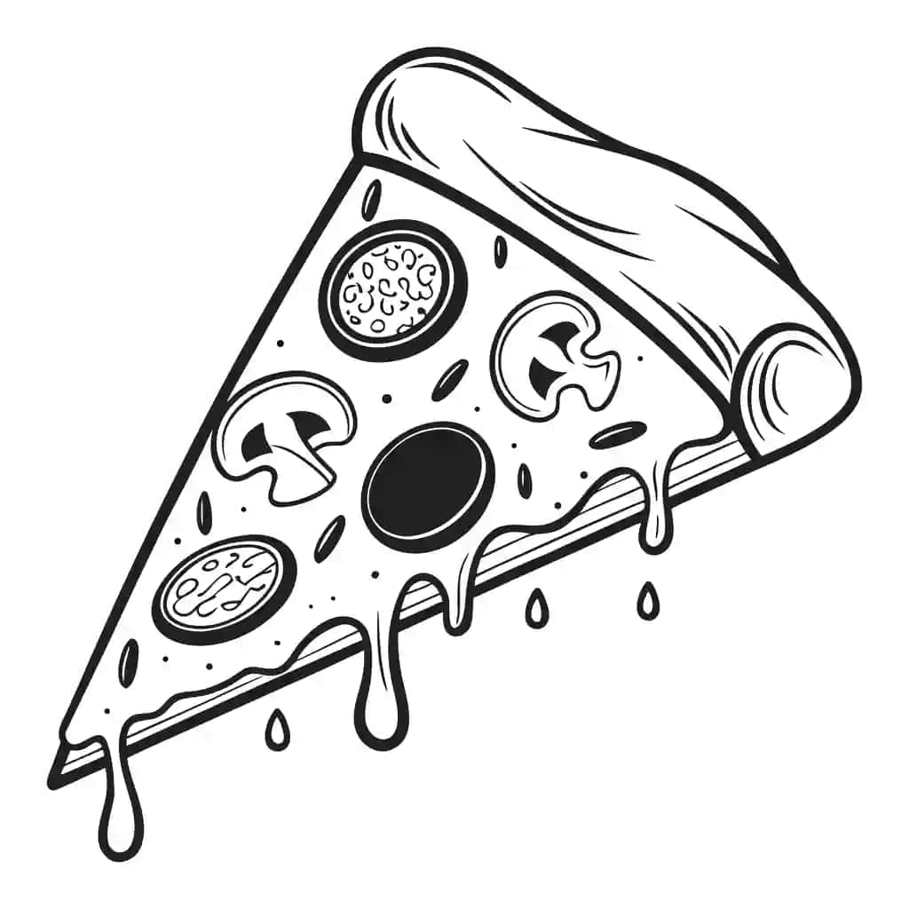 Pitsa tilim qora oq piktogramma tekis vektor silueti tepasida pishloq | Pizza slice black white icon flat vector silhouette topped cheese