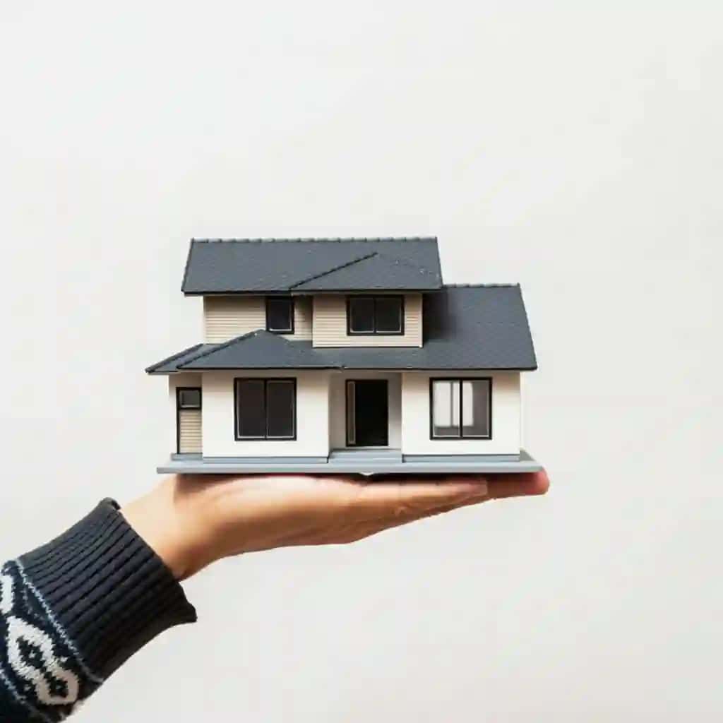 Qora tomli qo'lda ushlab turiladigan model uy | Hand holding model house with black roof