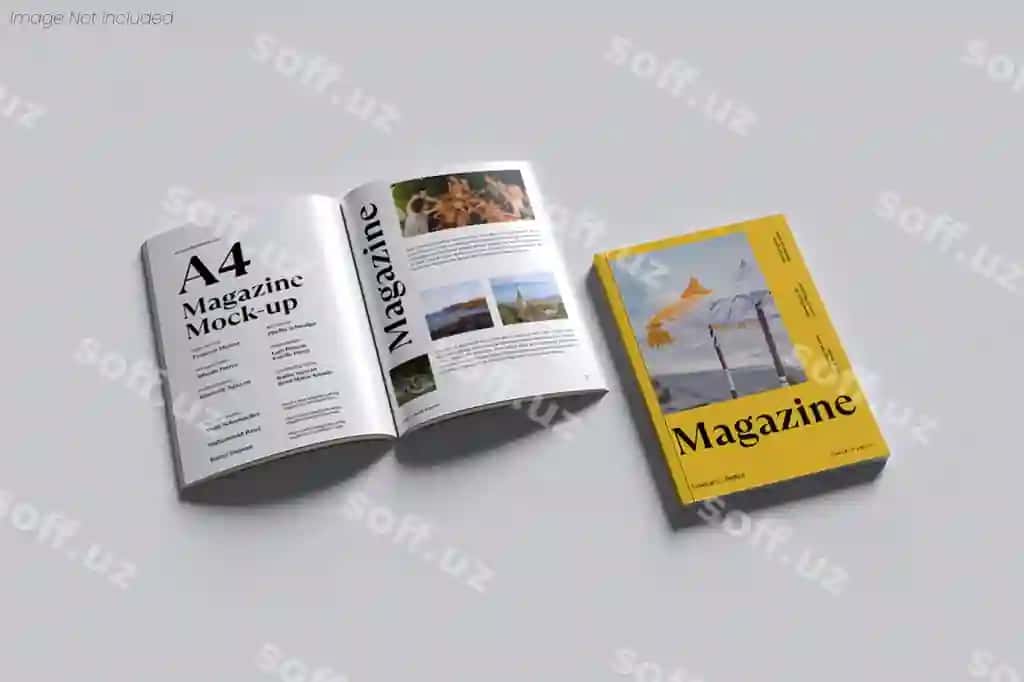Realistik jurnalaxtasi brending ko'rsatmasi | Realistic magazine mockup branding publication display 2