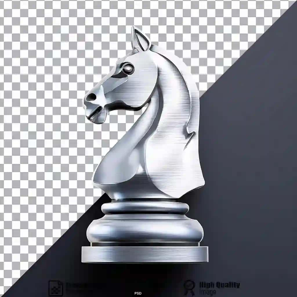 Nafis kumush ritsar shaxmat donasi belgisi belgisi | Sleek silver knight chess piece symbol icon