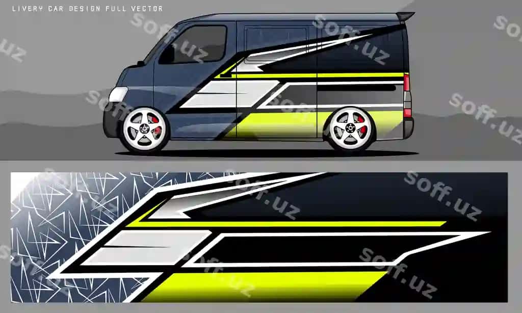 Van livery grafik vektor mavhum grunge fon dizayn avtomobil | Van livery graphic vector abstract grunge background design vehicle
