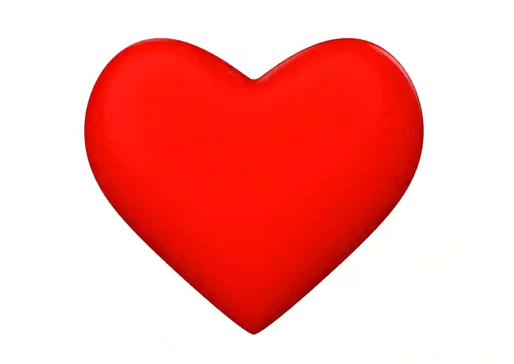 Oq fonda tasvirlangan qizil 3D yurak | Red 3d heart rendered white background