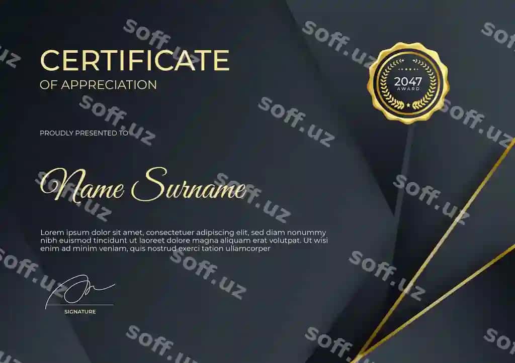 Oddiy zamonaviy sertifikat shabloni biznes korporativ onlayn ta'lim | Simple modern certificate template business corporate online education
