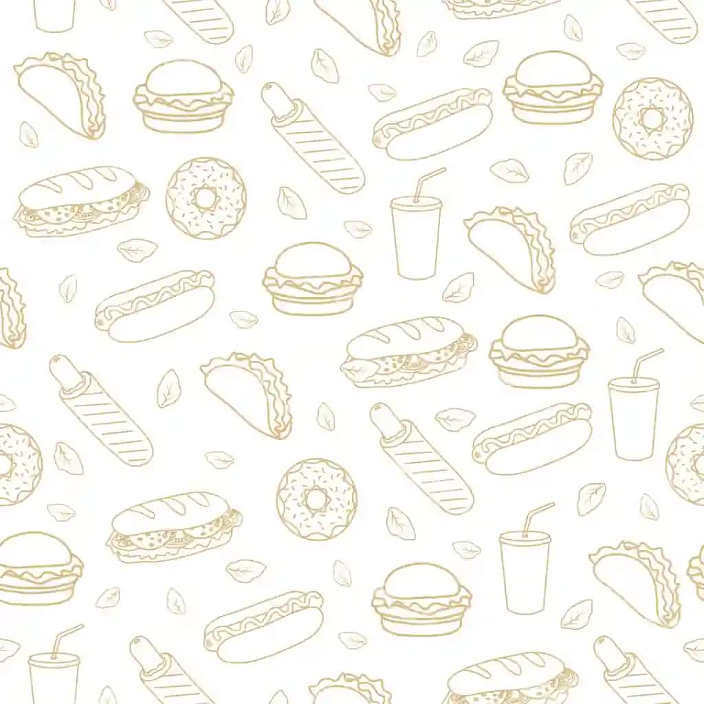 Trendy vektorli tez ovqatlanish naqshli kafe | Trendy vector fast food pattern cafe