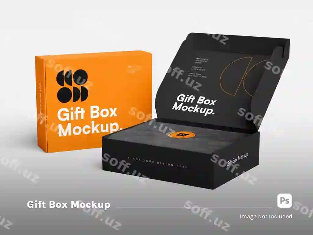 Haqiqiy sovg'a qutisi ich va tashqari ajraltirilgan namuna | Realistic inside outside gift box isolated mockup