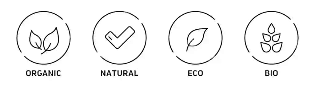 Belgilarni o'rnating tabiiy mahsulotlar tushunchasi organik ekomahsulotlar vektori | Set icons natural products concept organics ecoproducts vector