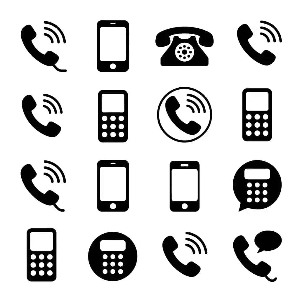 Telefon mobil aloqa piktogramma to'plami | Phone mobile communication icons collection