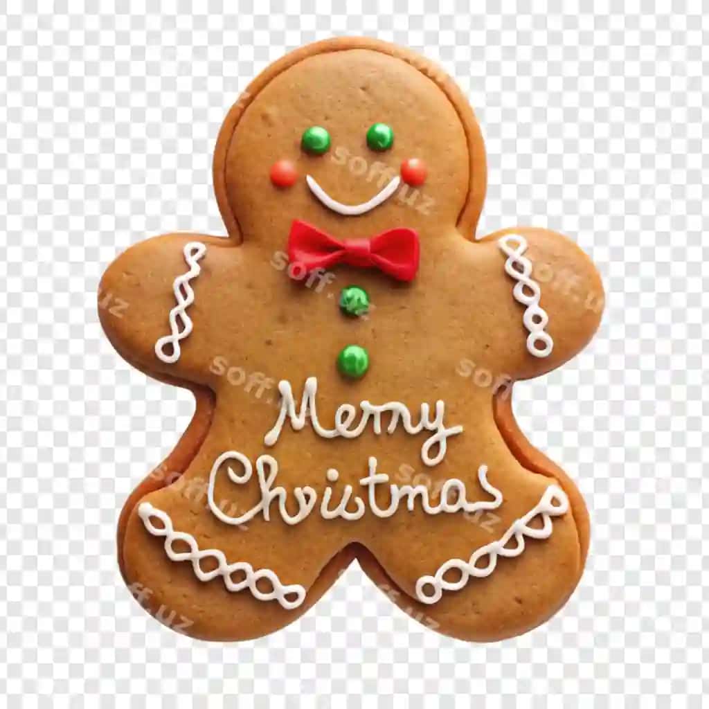 Gingerbread man Baxmalik nolgiri pechenie ajraltirilgan shaffof fon | Gingerbread man merry christmas cookie isolated transparent background