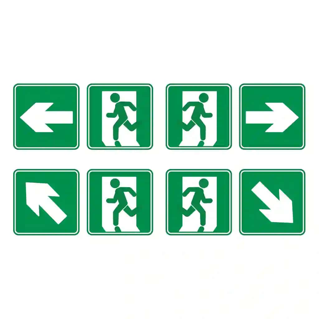 Yashil favqulodda chiqish belgilari | Green emergency exit signs