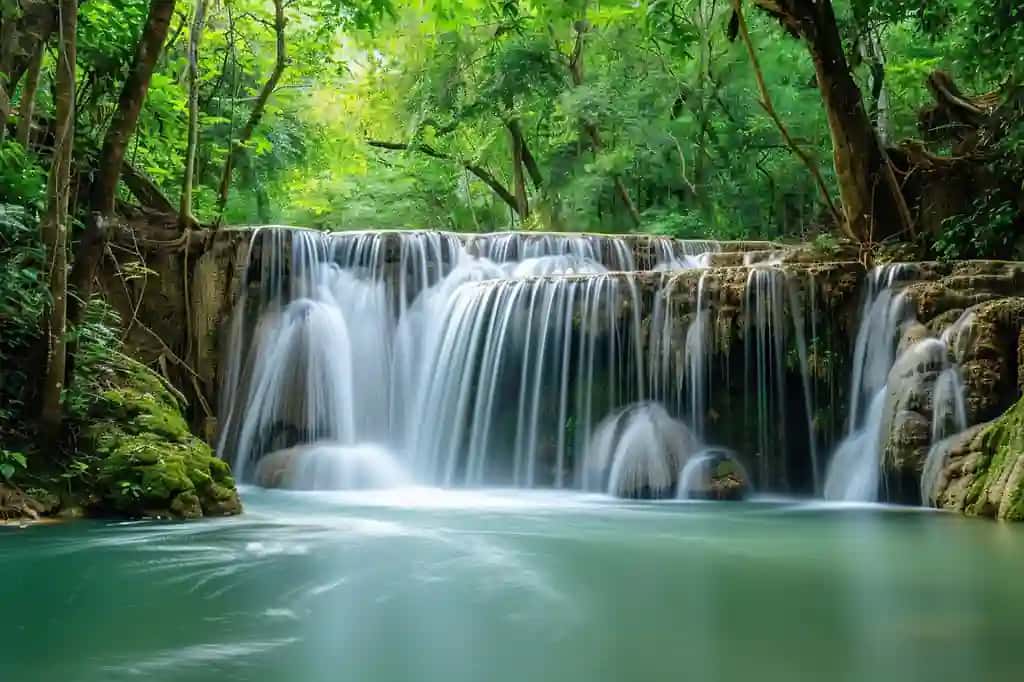 Generativ ai mavzusi go'zal ulug'vor sharshara tabiiy tabiat milliy bog'i diqqatga sazovor joylari | Generative ai theme beautiful majestic waterfall natural nature national park attraction