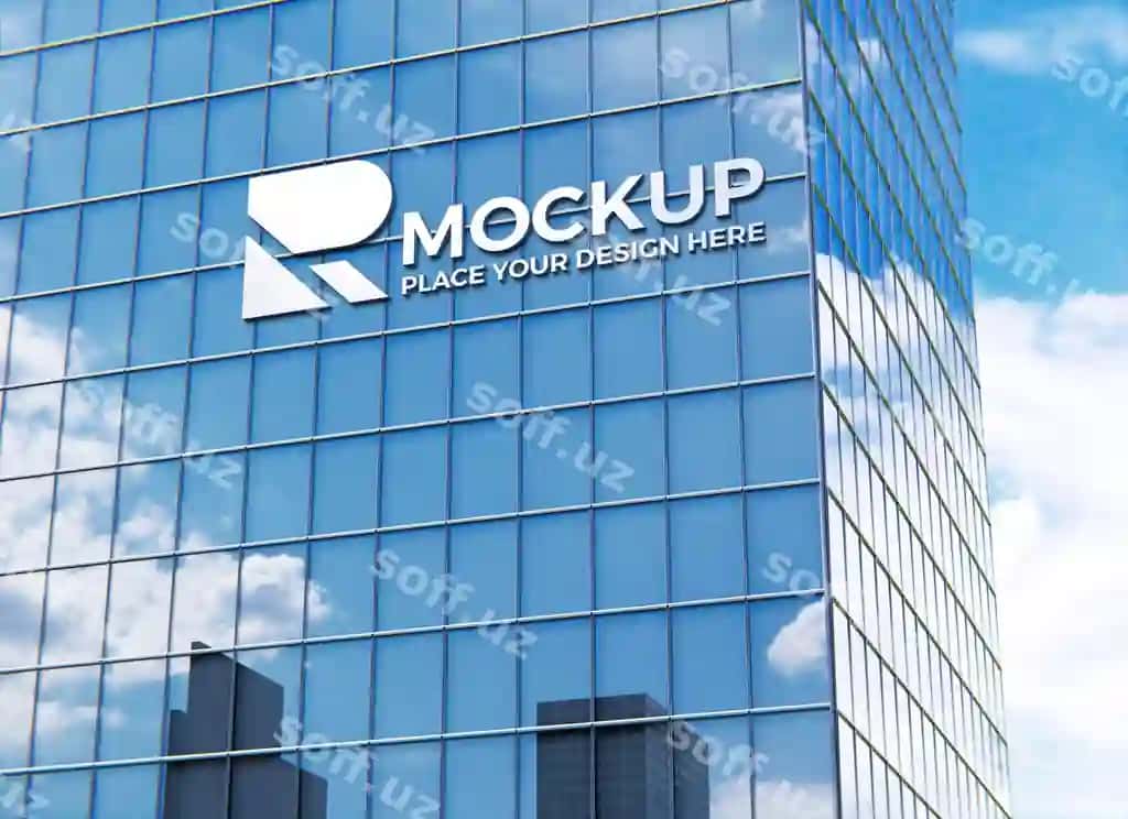 Logo maketi bilan bino jabhasi | Building facade with logo mockup